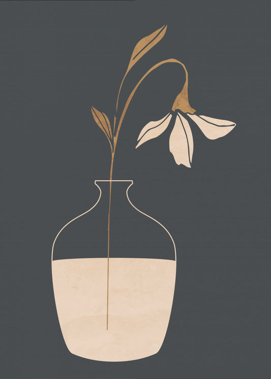 Minimalistische abstrakte Kunstvase mit Blumen | Poster