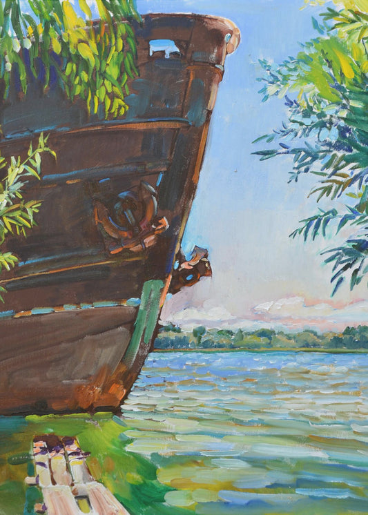Schiff auf dem Fluss | Leinwand