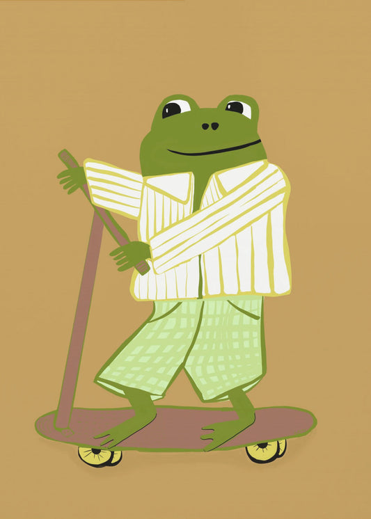 Frosch auf Roller | Leinwand