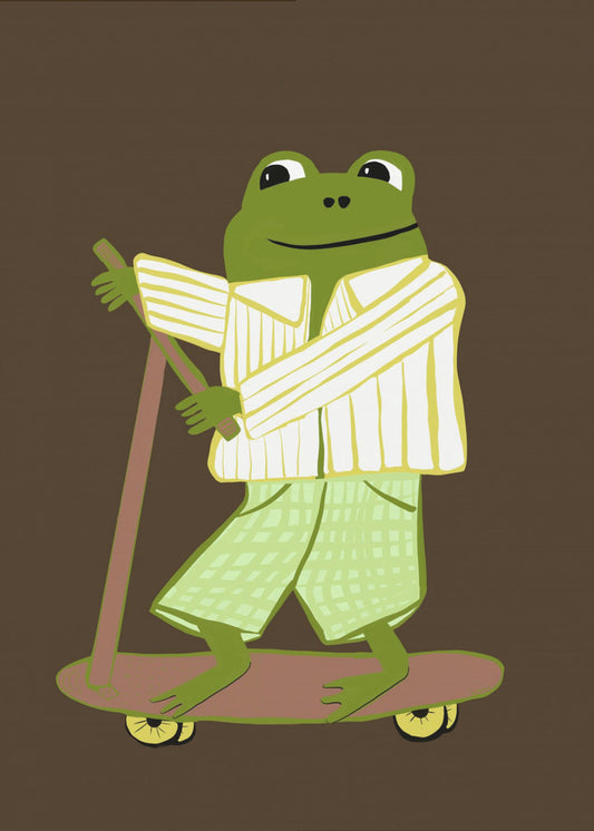 Frosch auf Roller | Leinwand