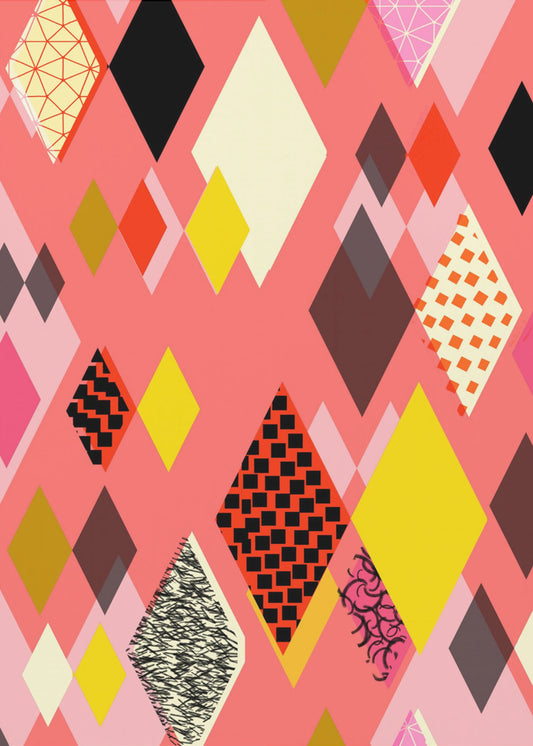 Geometrische Muster mit bunten Rauten und Formen | Leinwand