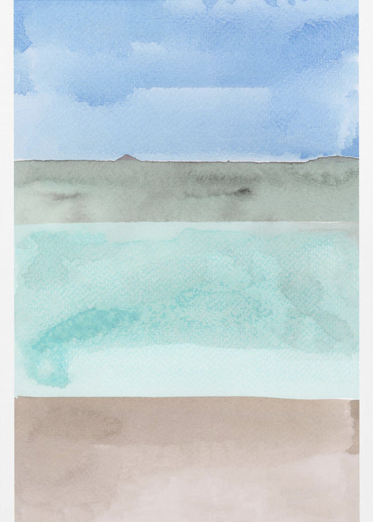Abstrakte horizontale Bänder in Blau, Grün und Beige | Poster