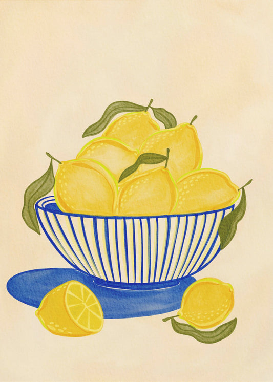 Schale mit leuchtend gelben Zitronen | Poster
