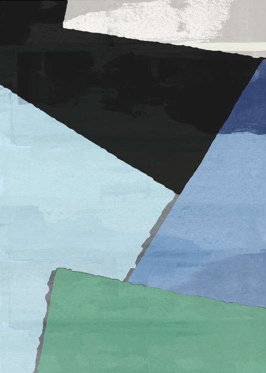 Abstrakte Blöcke in Blau, Grün und Schwarz | Poster