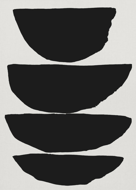 Minimalistische schwarze abstrakte Ellipsen | Leinwand