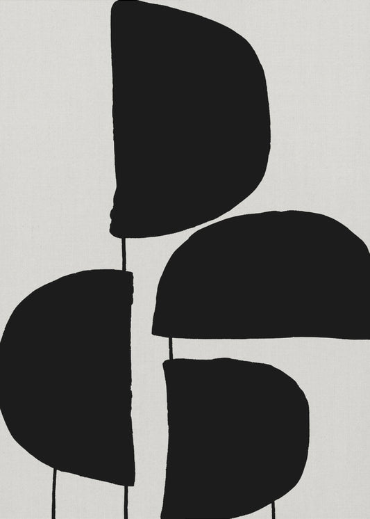 Minimalistische schwarze abstrakte Formen | Leinwand