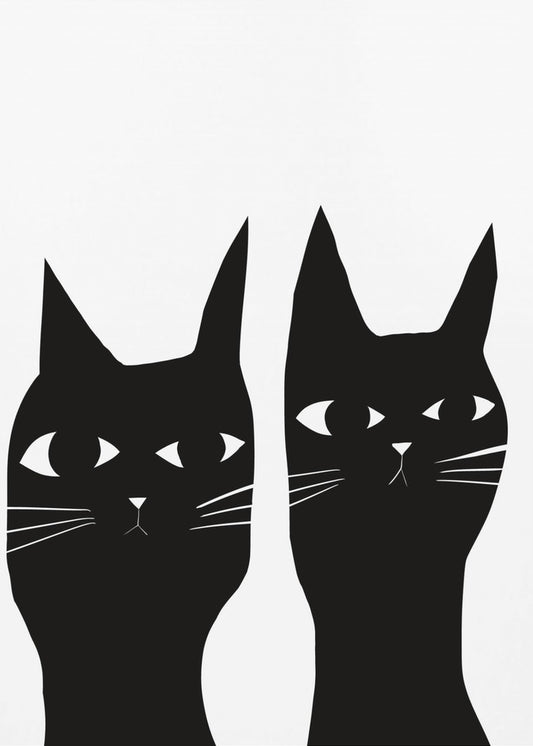 Zwei schwarze Katzen | Leinwand