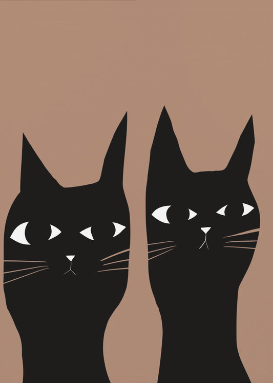 Zwei schwarze Katzen | Leinwand