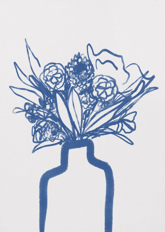 Blaue Vase Blüten | Leinwand
