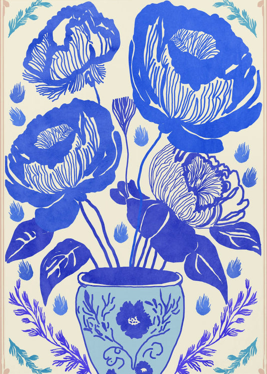 Blaue Blütenvase | Leinwand