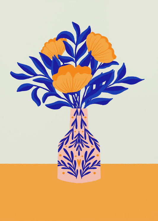 Orange Mohnblumen in einer Vase | Leinwand