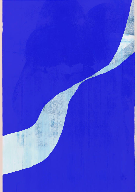 Blauer Hintergrund mit dynamischer weißer Kurve | Poster