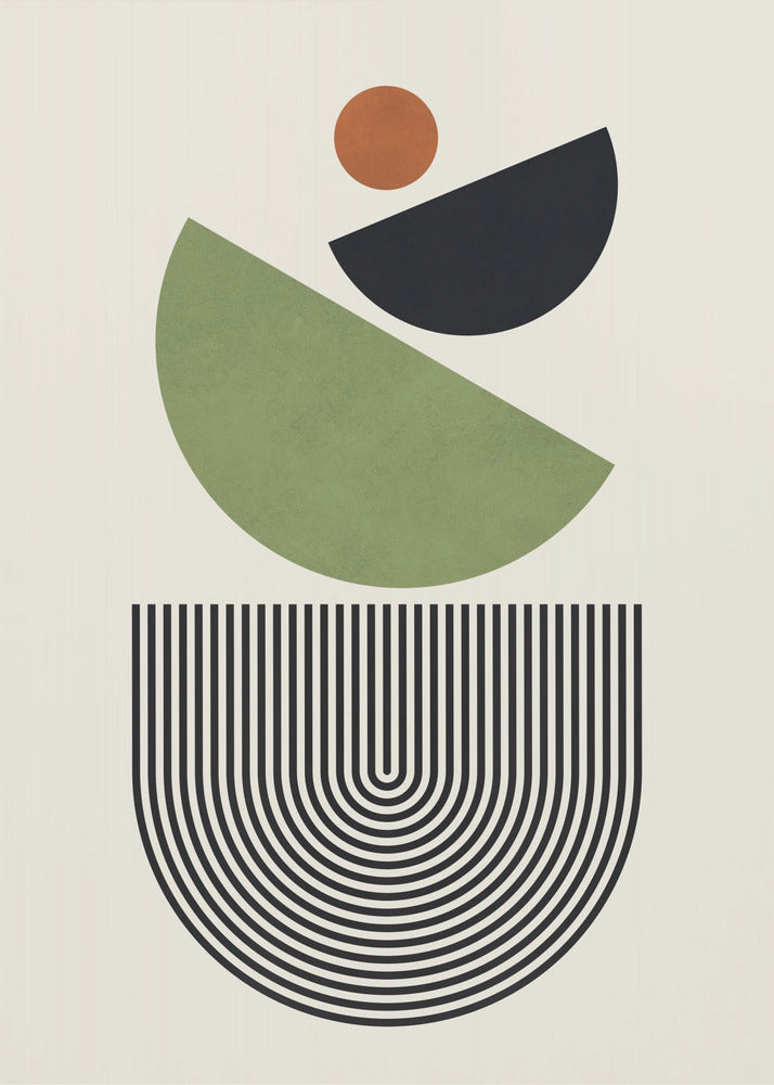 Geometrische Formen in Grün, Schwarz und Orange | Poster