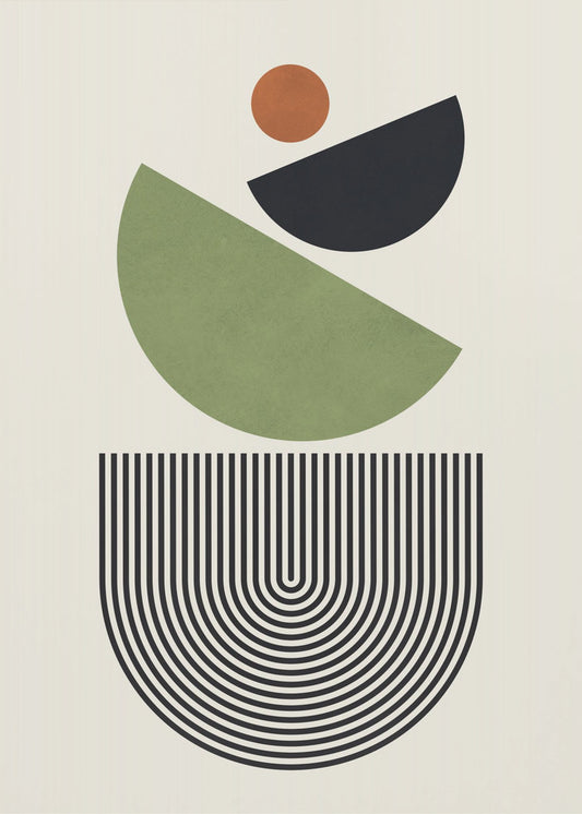 Geometrische Formen in Grün, Schwarz und Orange | Poster