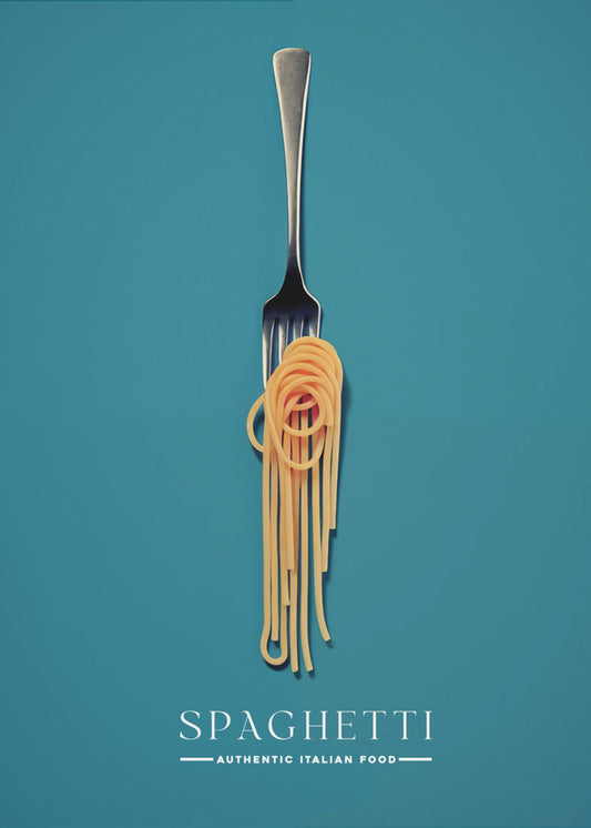 Eine in Spaghetti gewickelte Gabel | Leinwand
