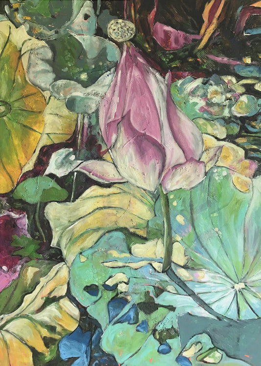 Üppiger Lotusteich | Leinwand