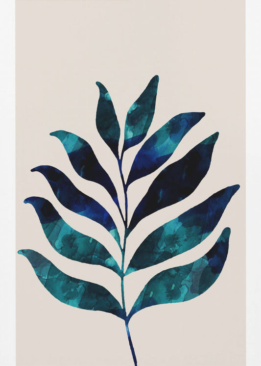 Botanisches Design mit dunkelblauem Aquarell | Leinwand