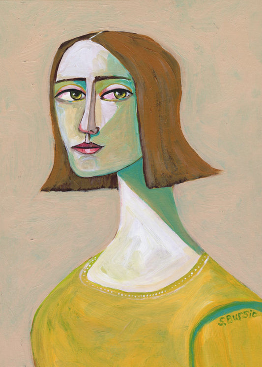 Brünette Dame mit dem Look | Leinwand