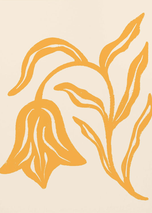 Goldene Blütensilhouette | Poster