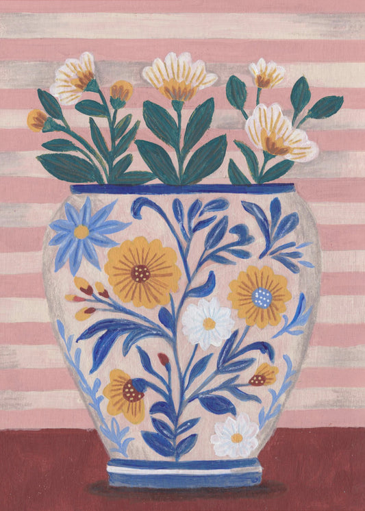 Blumen in Pastell und Streifen | Leinwand