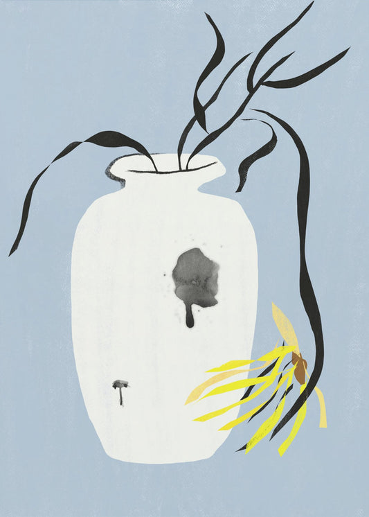 Vase und verwelkte Blüte | Leinwand