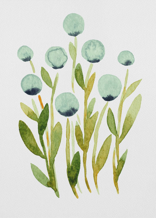 Blaue Kugelblumen | Leinwand