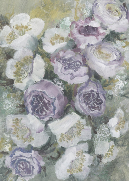 Zarte lila und weiße Blumen | Leinwand