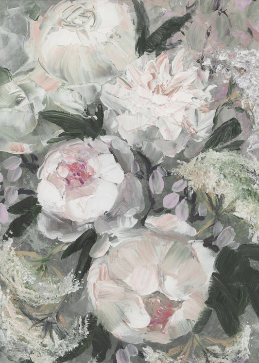 flForal Komposition mit weißen und rosa Blumen | Leinwand
