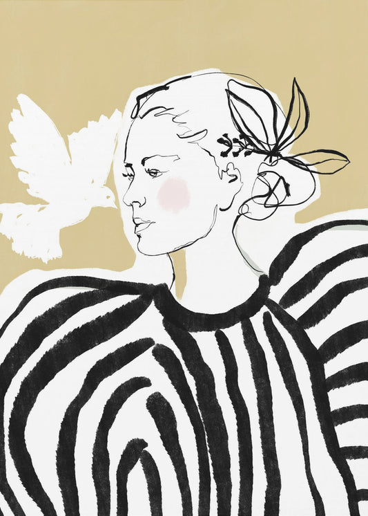 Frauenprofil mit Zebrastreifenmuster | Leinwand