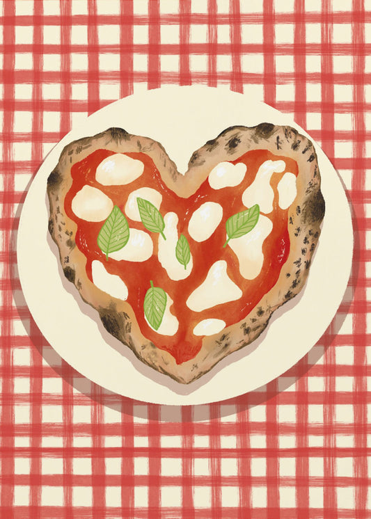 Pizza Herz kariert | Leinwand
