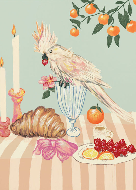 Frühstück mit Vogel | Leinwand