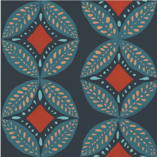 Geometrische Blätter Modernes Medaillon Mosaik | Leinwand