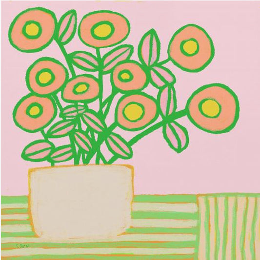 Blumentopf in Rosa | Leinwand