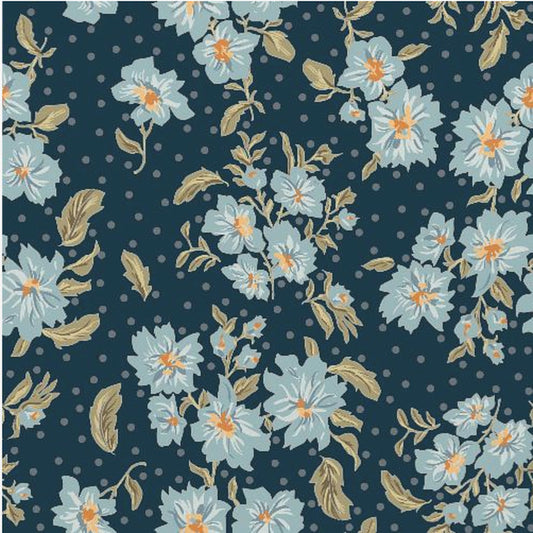 Floral Heritage Bouquet Mondscheinblau Muster | Leinwand