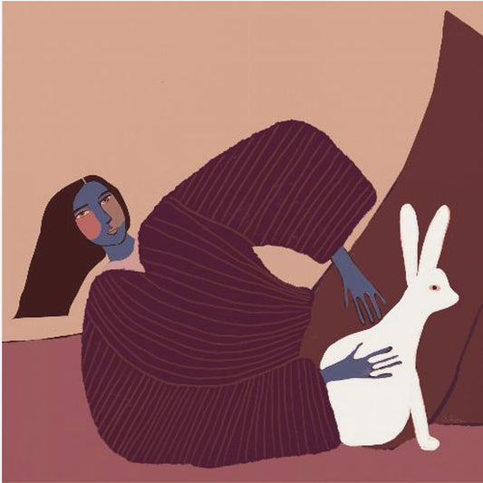Dame und Kaninchen | Leinwand