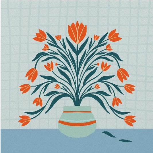 Tulpen in einer Vase - türkis | Leinwand