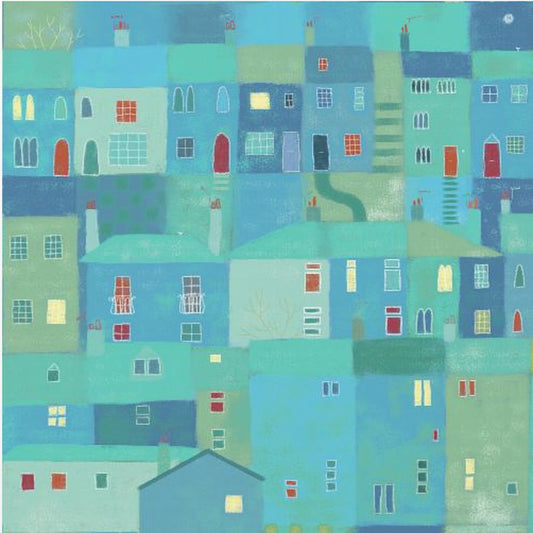 Blaue Stadt von den Stufen | Leinwand