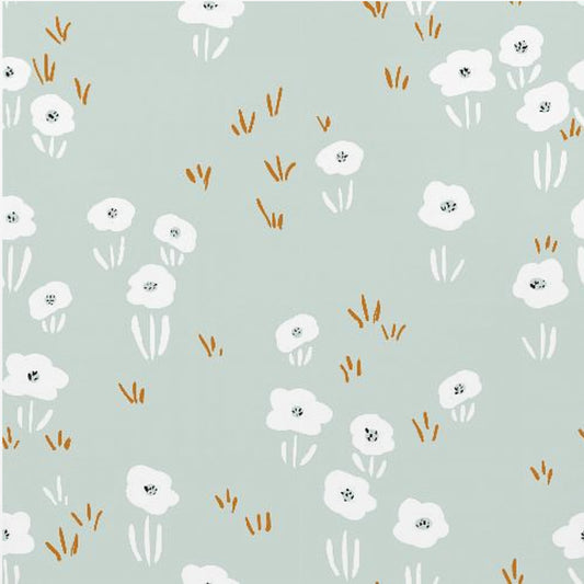 Minimalistisches Wildblumenwiese-Mintmuster | Leinwand