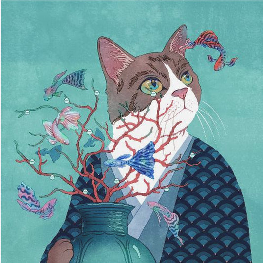 Katze und Fisch | Leinwand