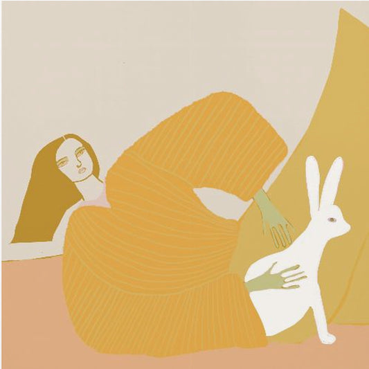 GOLD Dame mit Kaninchen | Leinwand